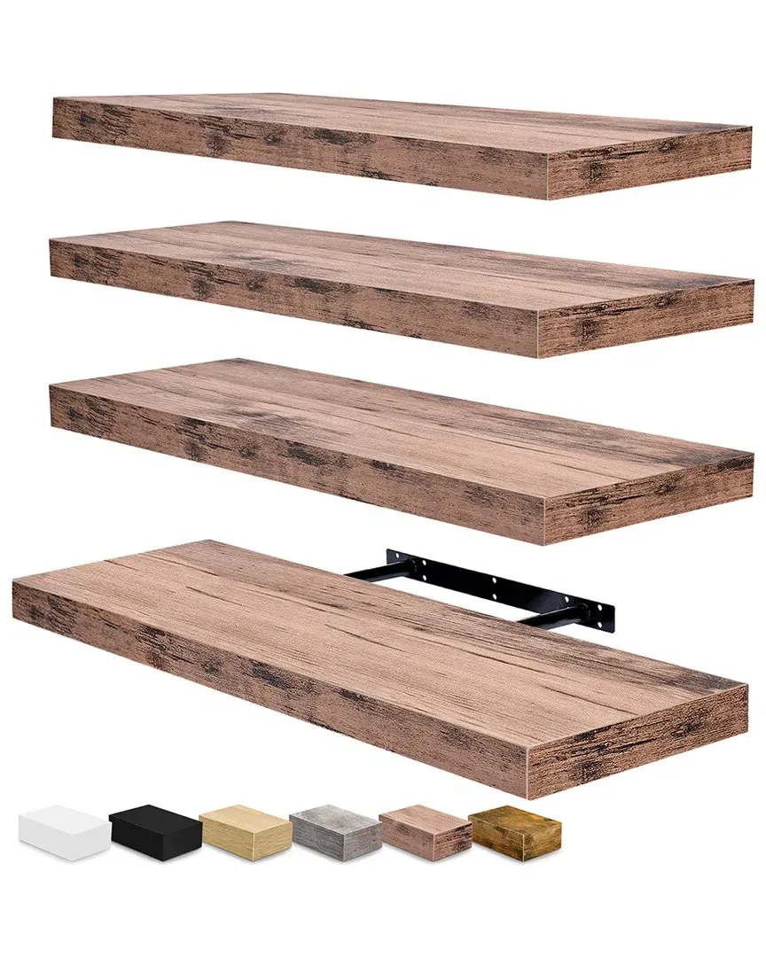Set of 4 Floating Shelves - Mahogany, MDF
