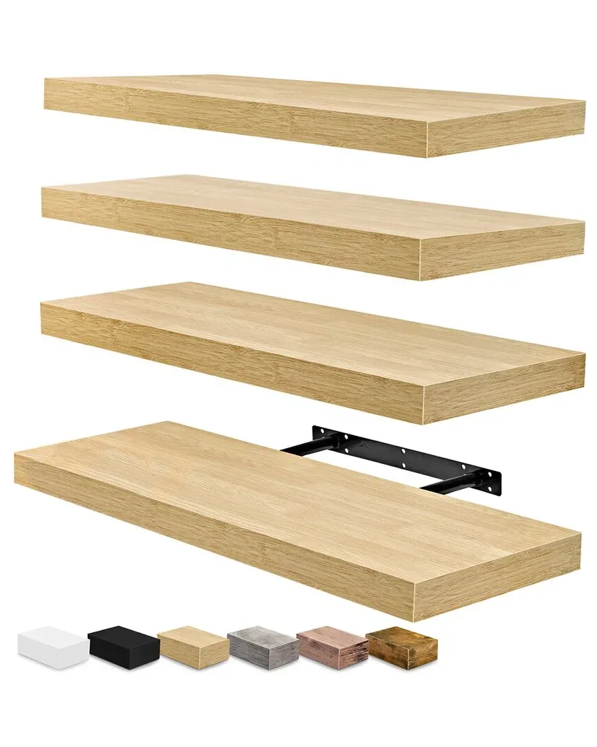 Set of 4 Floating Shelves - Maple, MDF