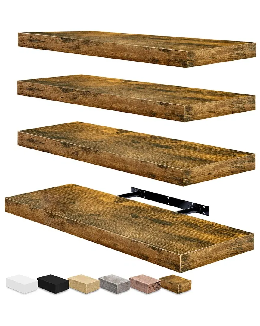 Set of 4 Floating Shelves - Walnut, MDF
