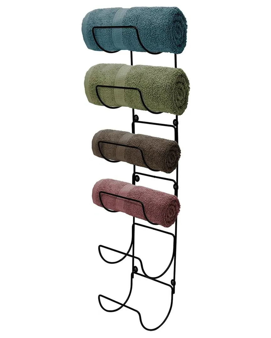 Six Level Towel Rack Holder - Black, Iron
