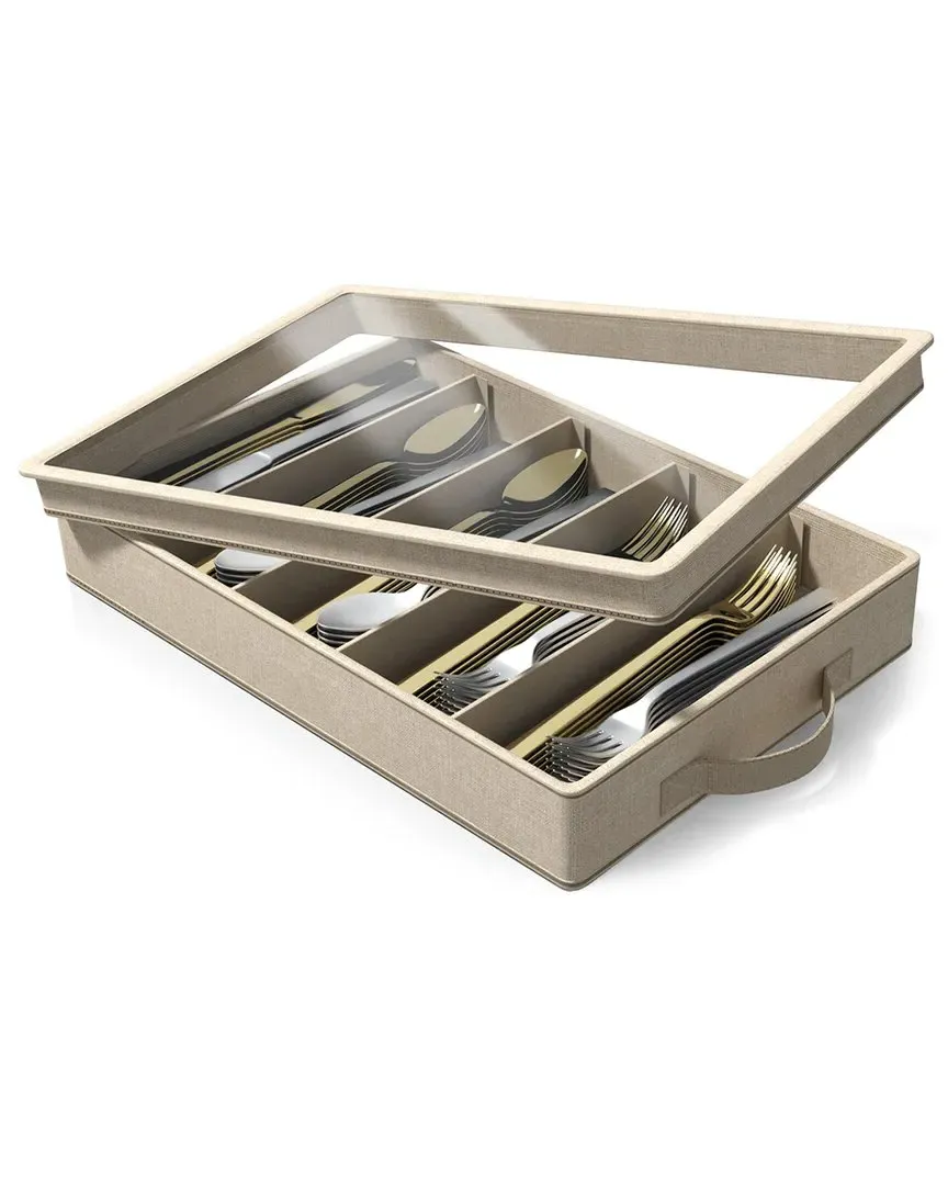 Sorbus Flatware Storage Case with Zipper - Beige, Polyester image