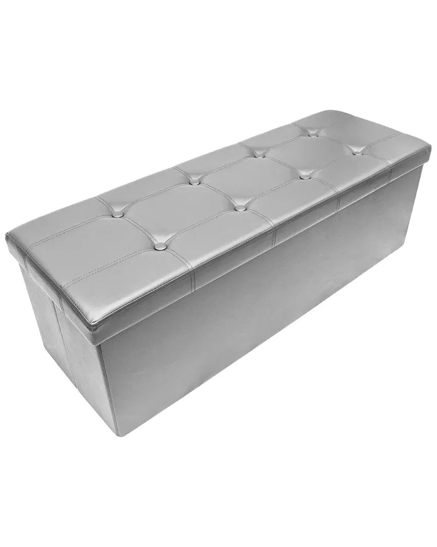 Sorbus Rectangular Storage Ottoman - Grey, Faux Leather image