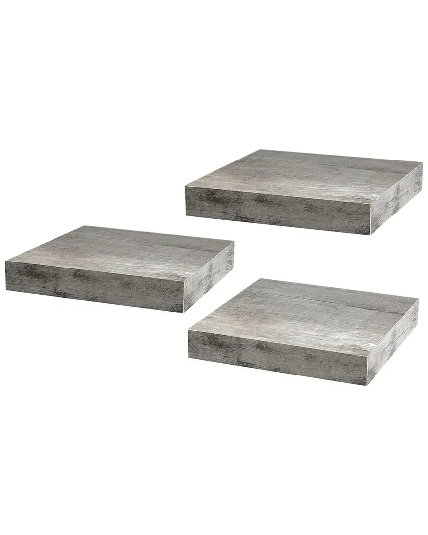 Sorbus Square Floating Shelves Set - Grey, Faux Wood image