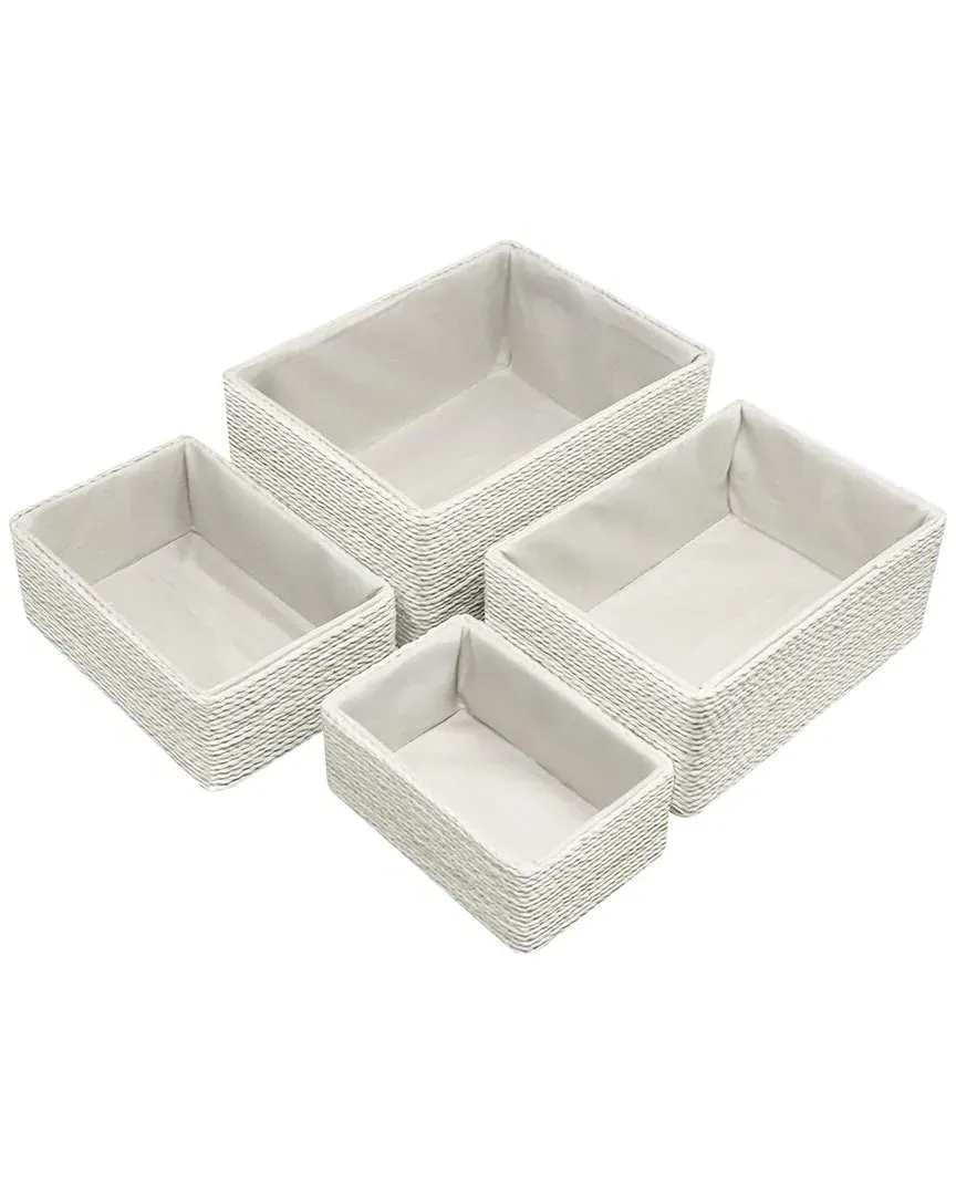 Stackable Woven Baskets Set of 4 - Beige, Paper Rope image