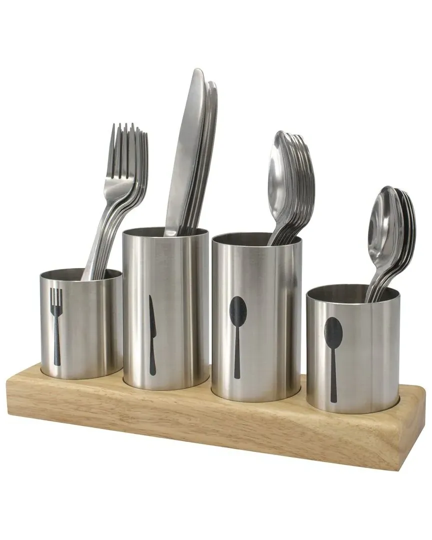 Stainless Steel Flatware Organizer Caddy - Bamboo image