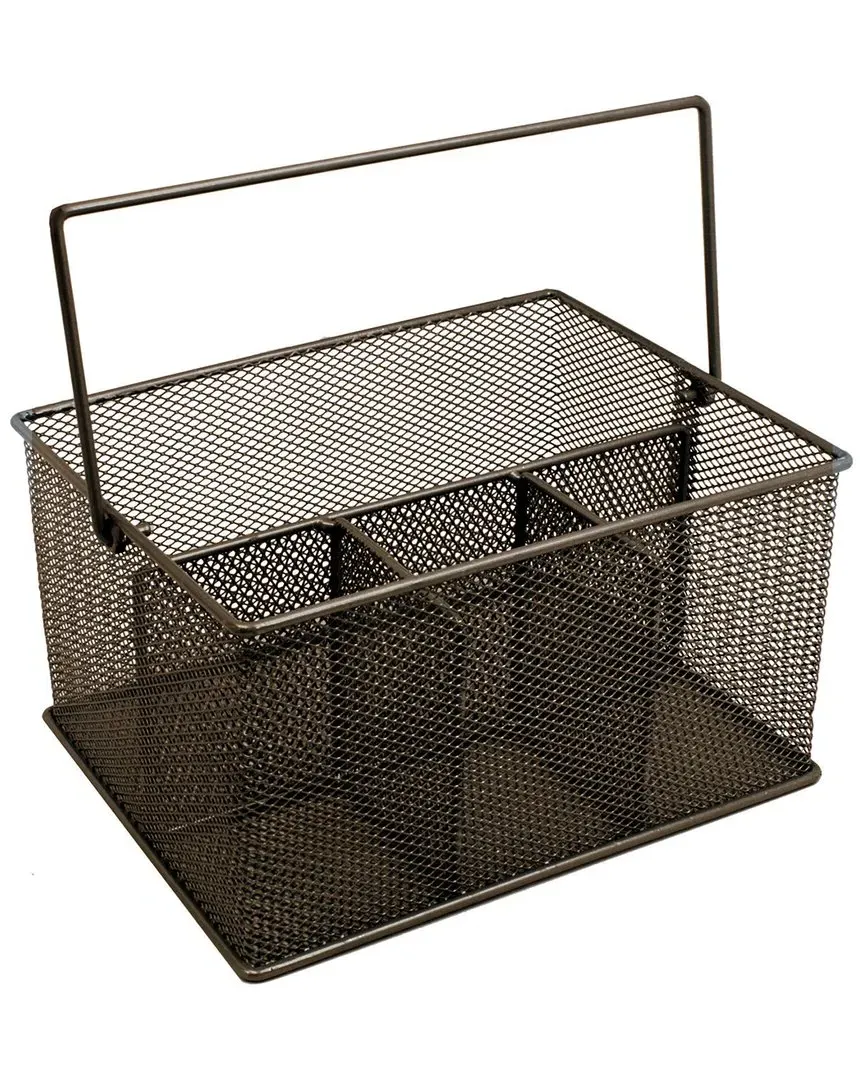 Utensil Caddy with Handle - Bronze, Steel Mesh