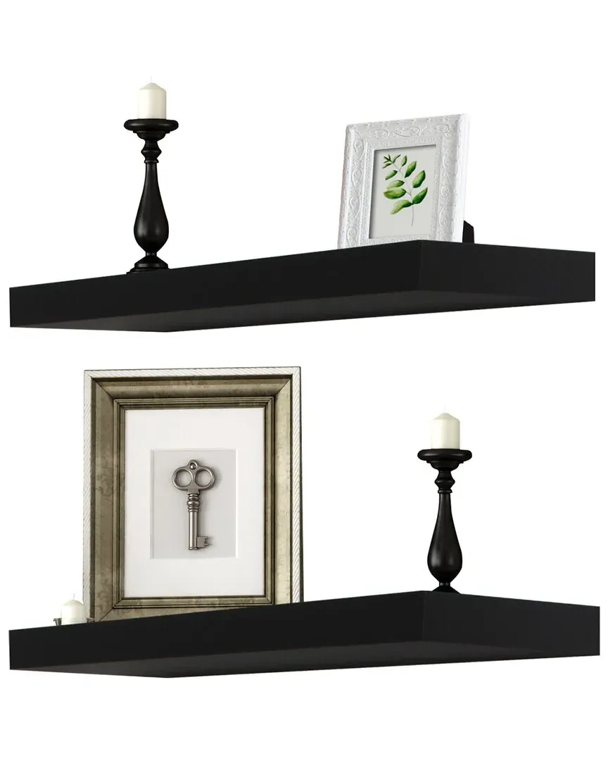 Wall Shelf Set - Black, Faux Wood image