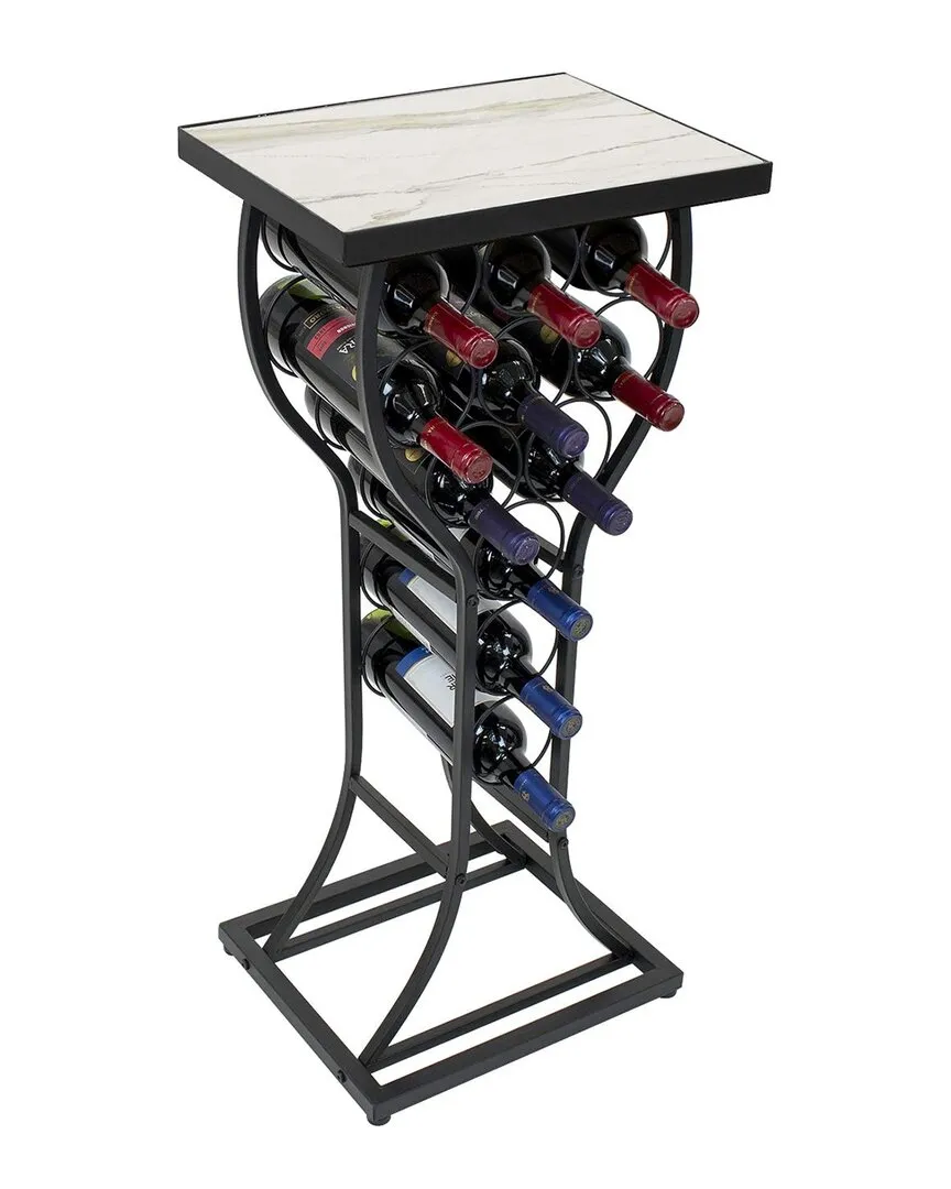 Wine Storage Organizer Table - White, Marble image