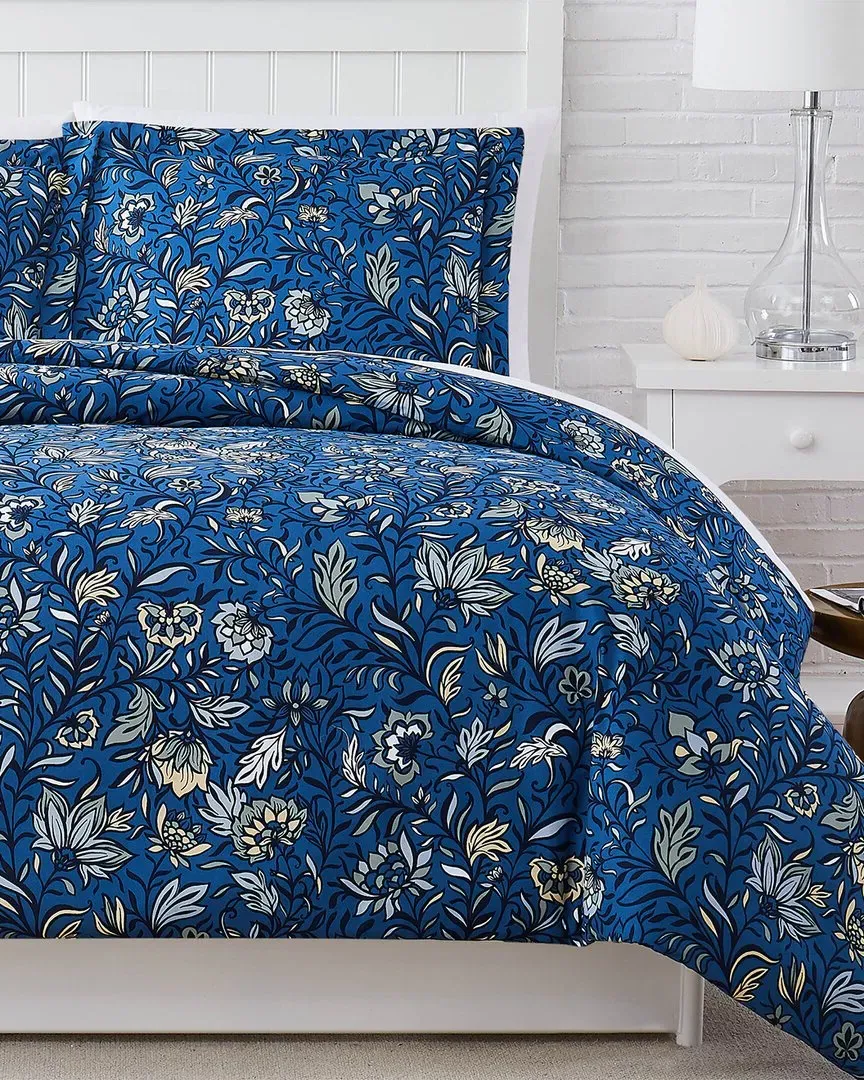 Blooming Blossoms Duvet Set - Blue, Microfiber image