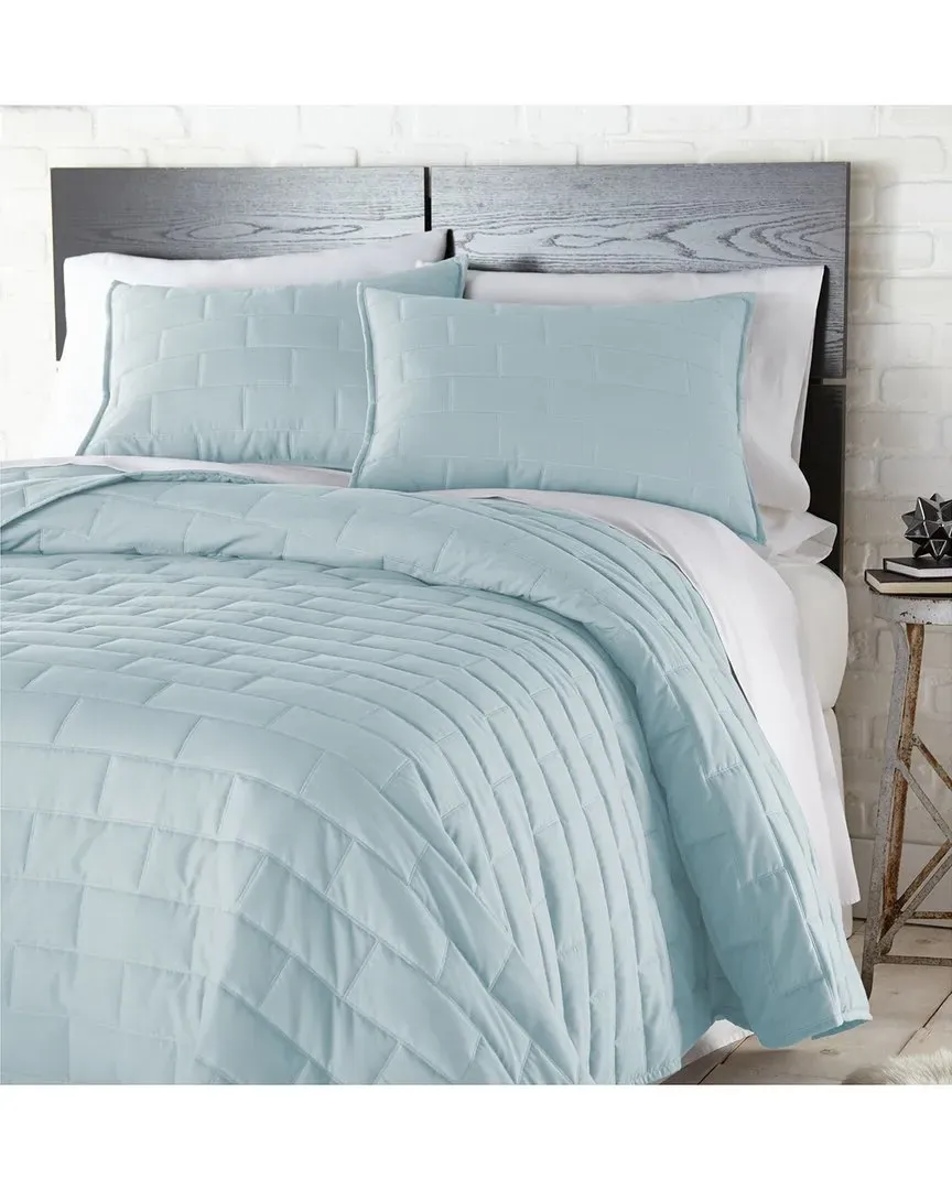 Brickyard Embroidered Duvet Cover Set - Blue, Microfiber