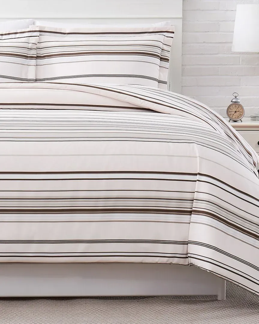 Coastal Stripe Duvet Set - Taupe, Microfiber image