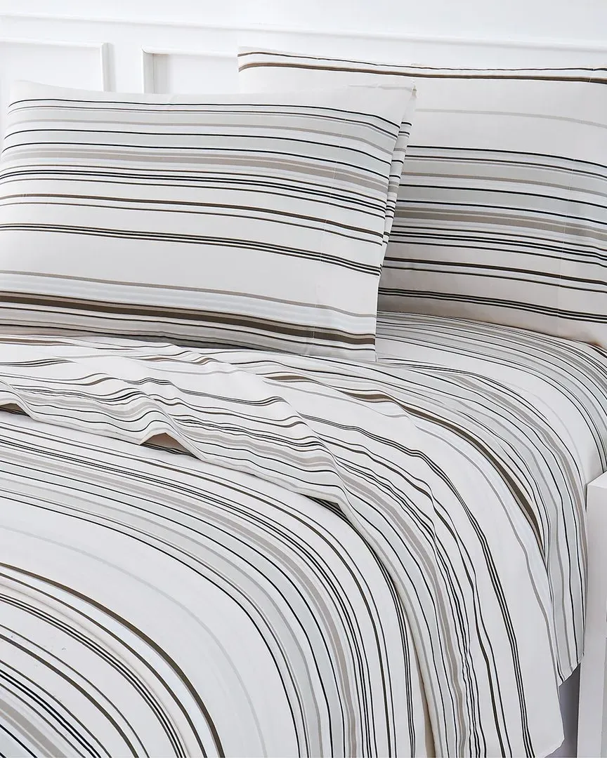 Coastal Stripe Sheet Set - Taupe, Microfiber
