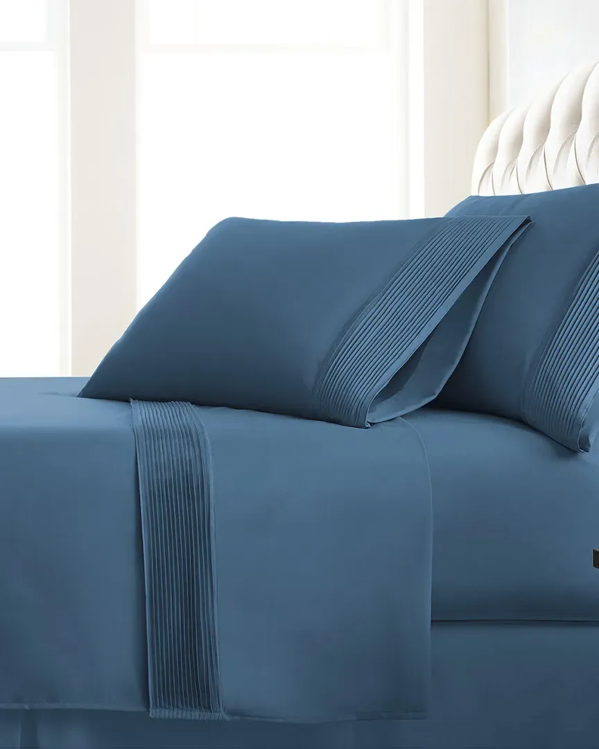 Extra Deep Pocket Pleated Sheet Set - Blue, Microfiber