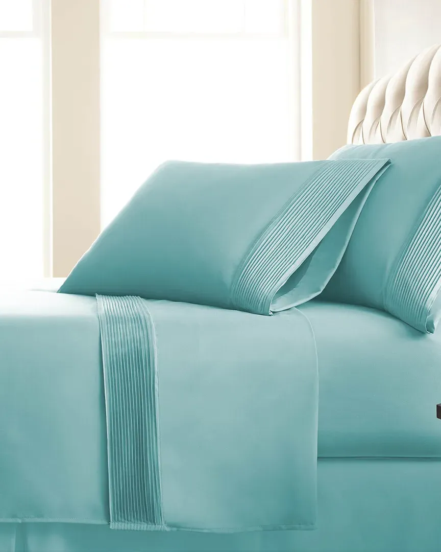 Extra Deep Pocket Pleated Sheet Set - Blue, Microfiber