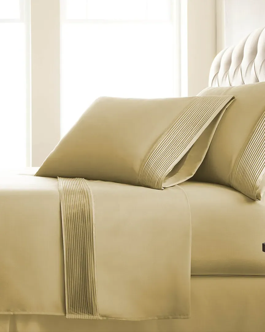 Extra Deep Pocket Pleated Sheet Set - Gold, Microfiber