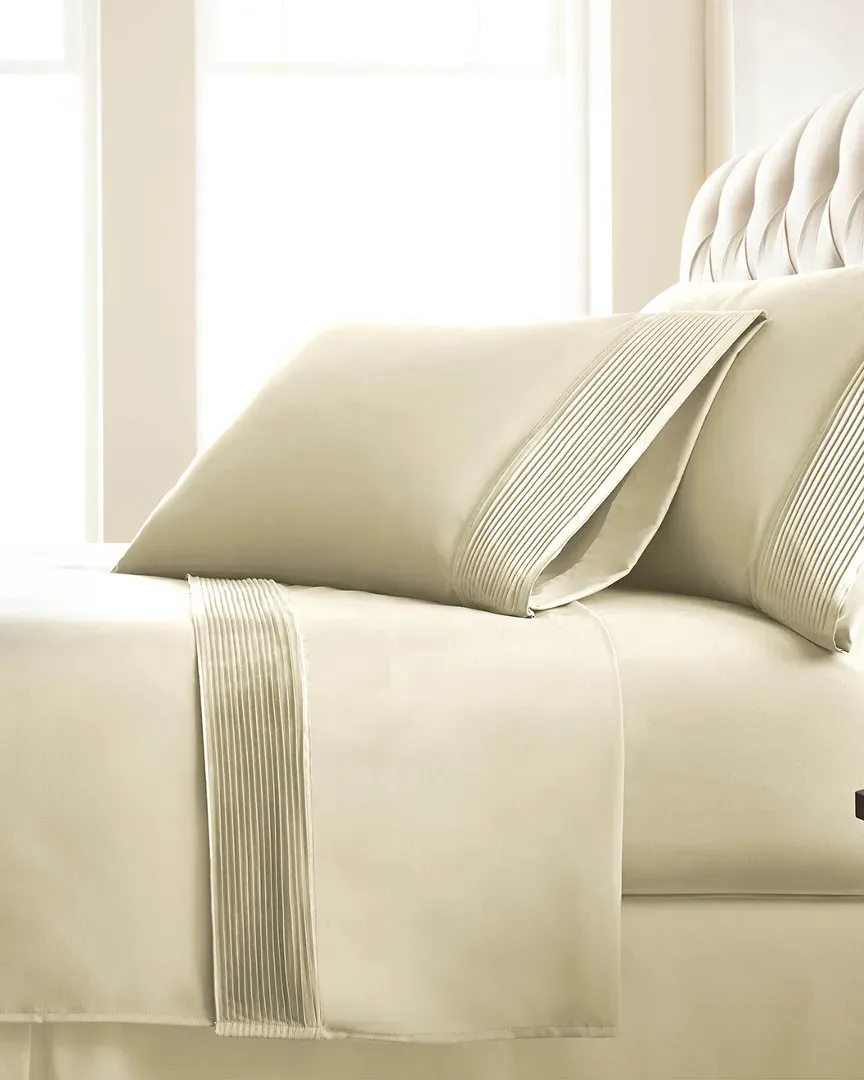 Extra Deep Pocket Pleated Sheet Set - Off-White, Microfiber