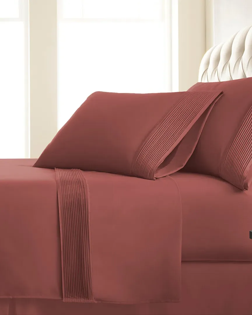 Extra Deep Pocket Pleated Sheet Set - Red, Microfiber