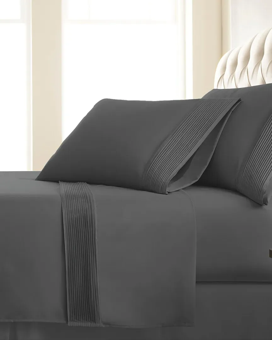 Extra Deep Pocket Pleated Sheet Set - Slate Grey, Microfiber