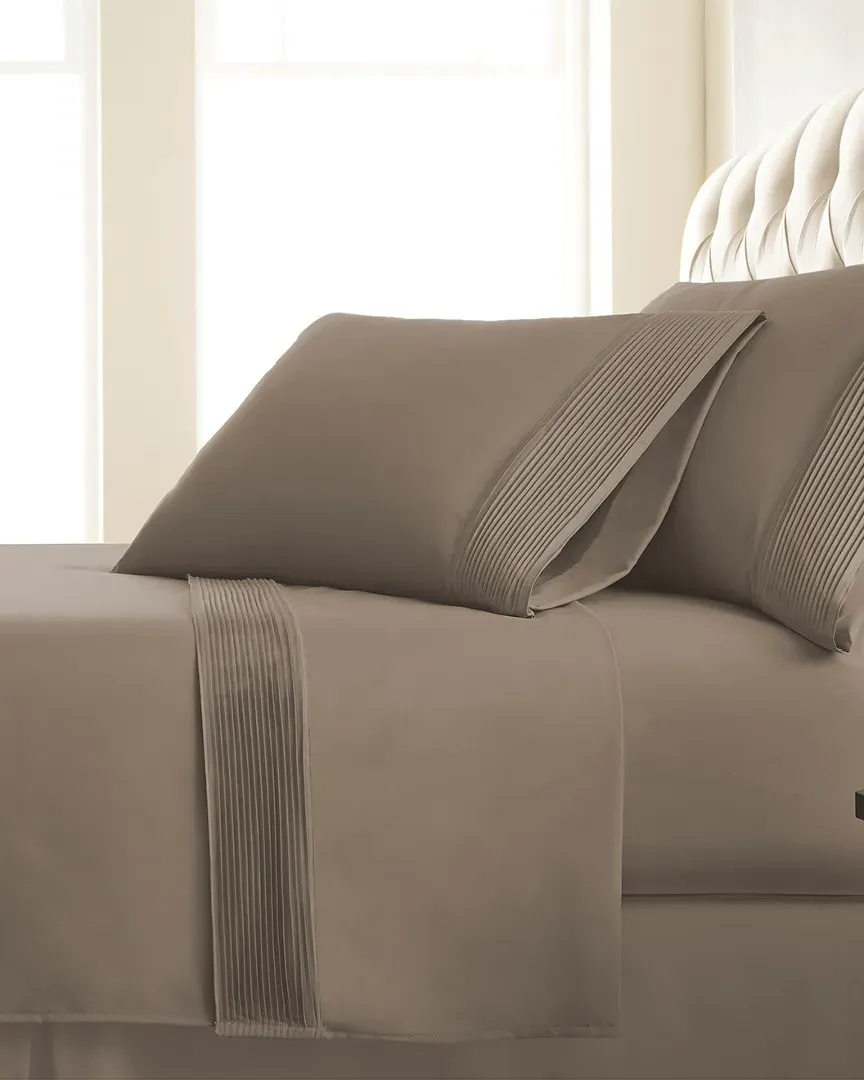Extra Deep Pocket Pleated Sheet Set - Taupe, Microfiber