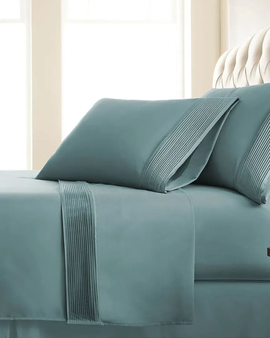 Extra Deep Pocket Pleated Sheet Set - Teal, Microfiber
