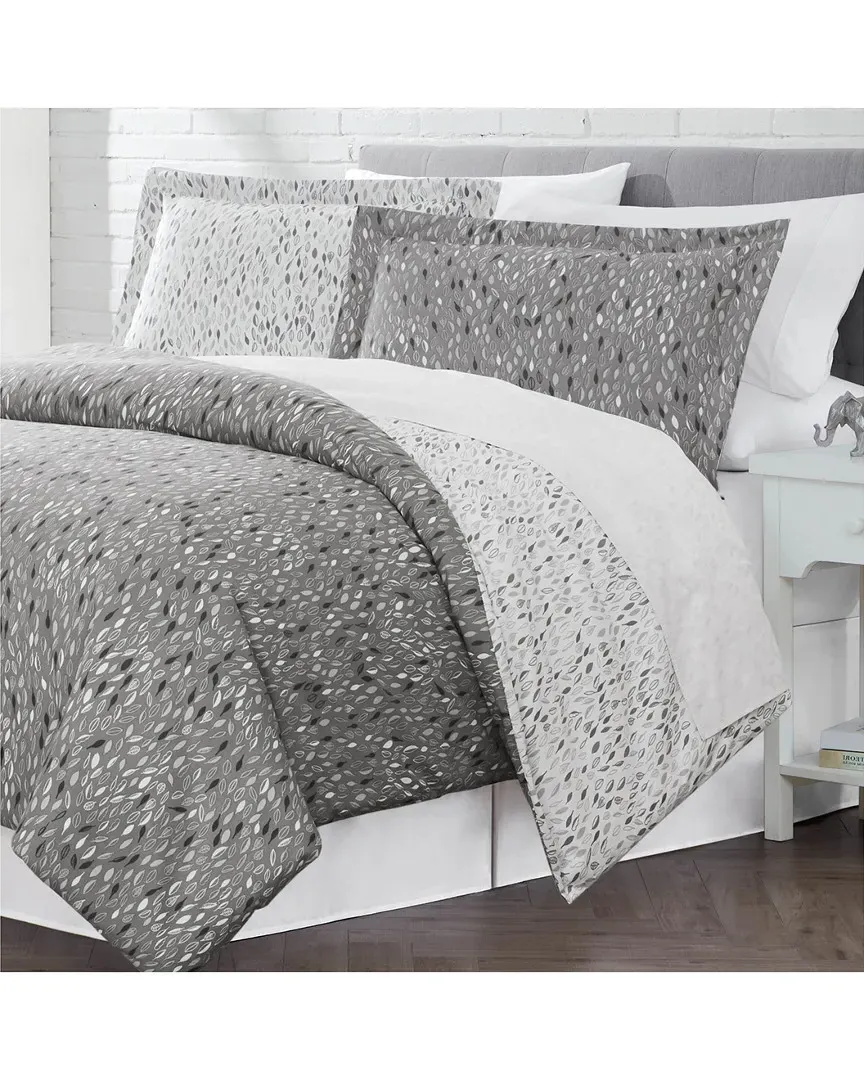 Fine Linens Botanical Leaves Comforter Set - Grey, Microfiber image