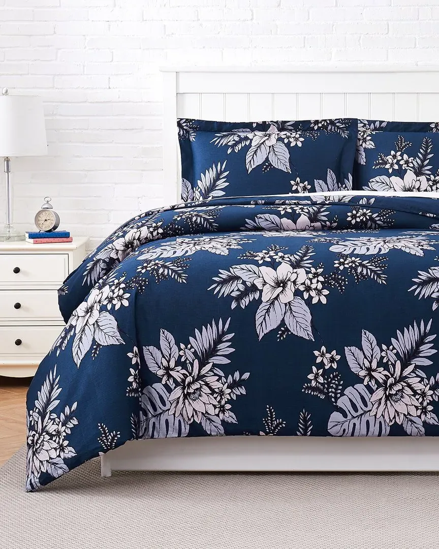 Flora 300TC Sateen Duvet Set - Blue, Cotton image