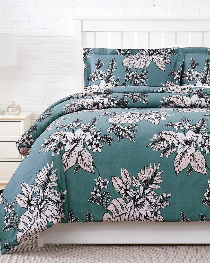 Flora 300TC Sateen Duvet Set - Grey, Cotton