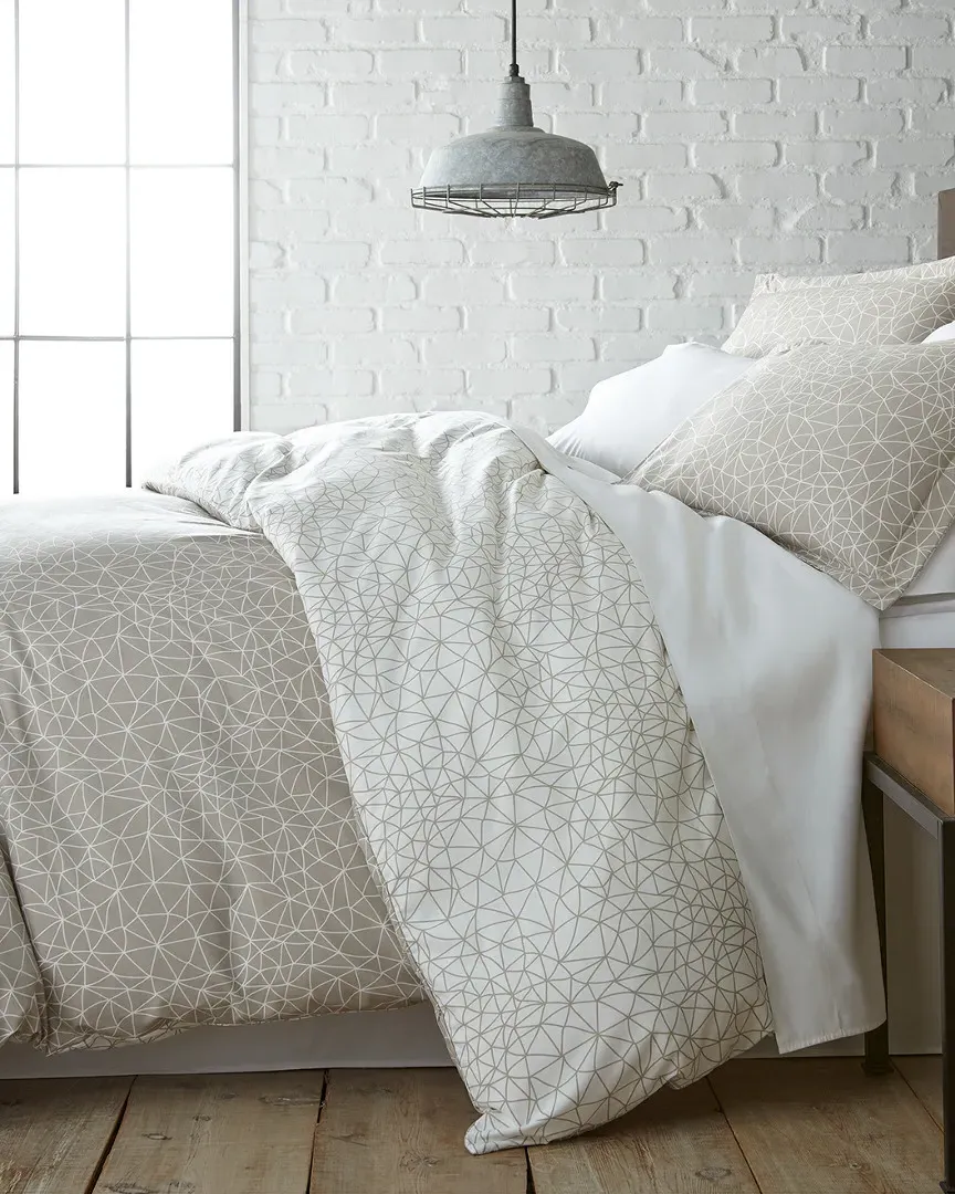 Geometric Maze 3pc Duvet Cover Set - Light Grey image