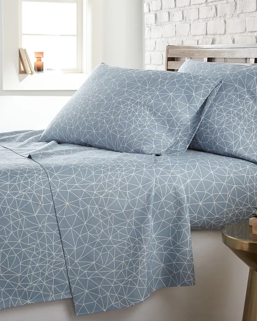 Geometric Maze Sheet Set - Blue, Microfiber image