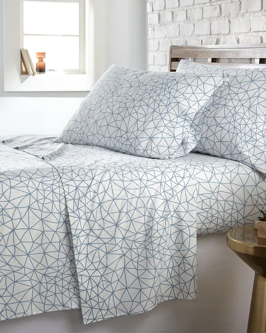 Geometric Maze Sheet Set - Sky Blue, Microfiber