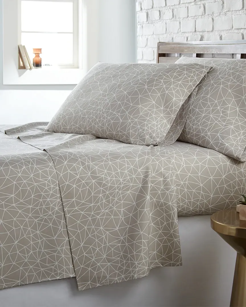 Geometric Maze Sheet Set - Taupe, Microfiber