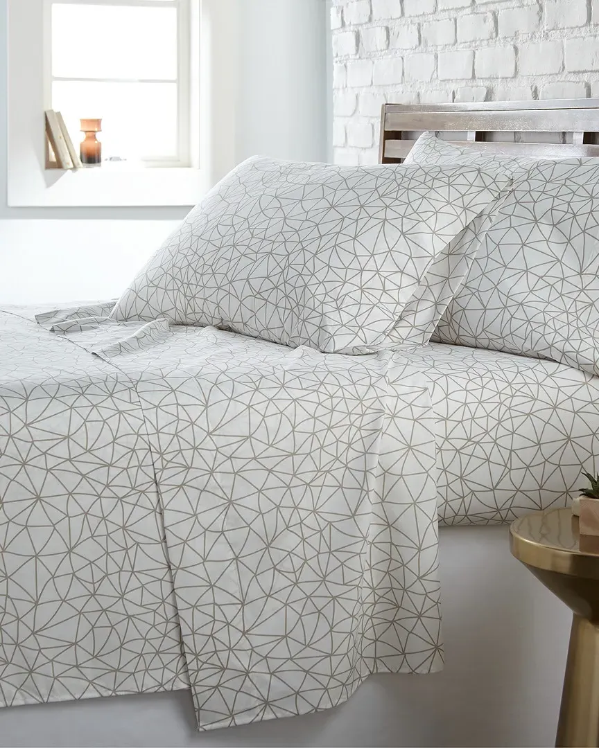 Geometric Maze Sheet Set - White, Microfiber