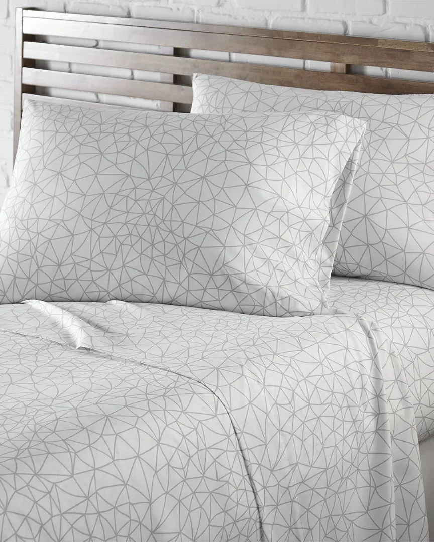 Geometric Maze Sheet Set - White/Grey, Microfiber