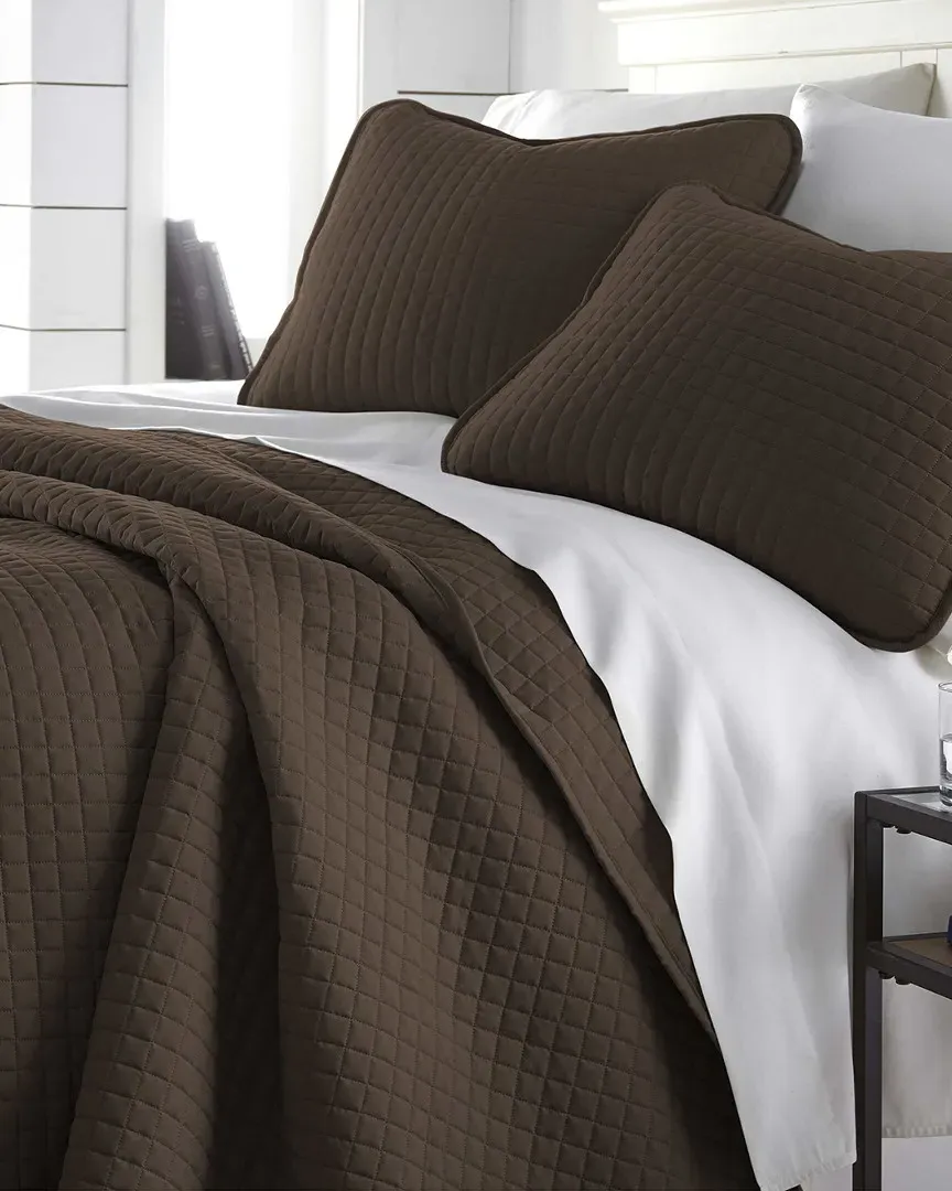 Geometric Quilt Set - Brown, Microfiber image