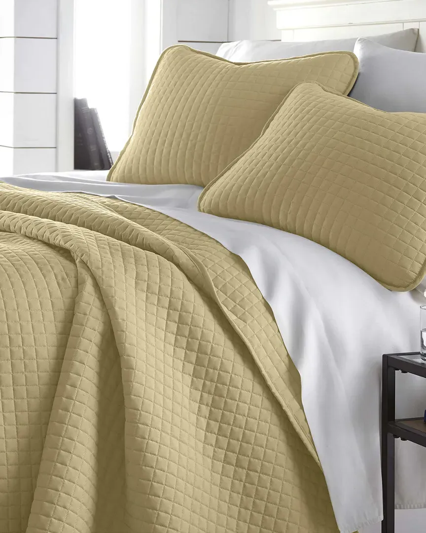 Geometric Quilt Set - Gold, Microfiber