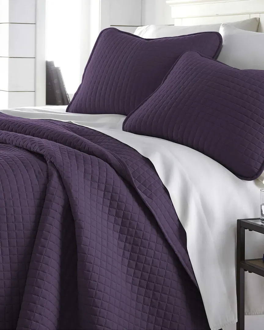 Geometric Quilt Set - Purple, Microfiber