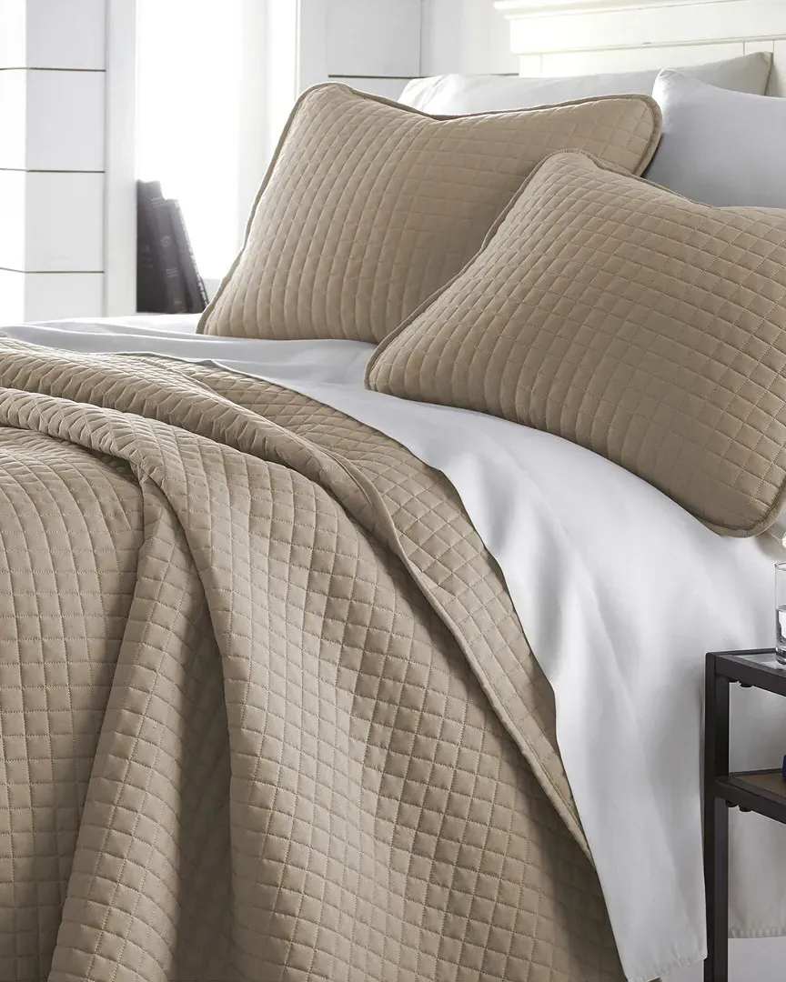 Geometric Quilt Set - Taupe, Microfiber