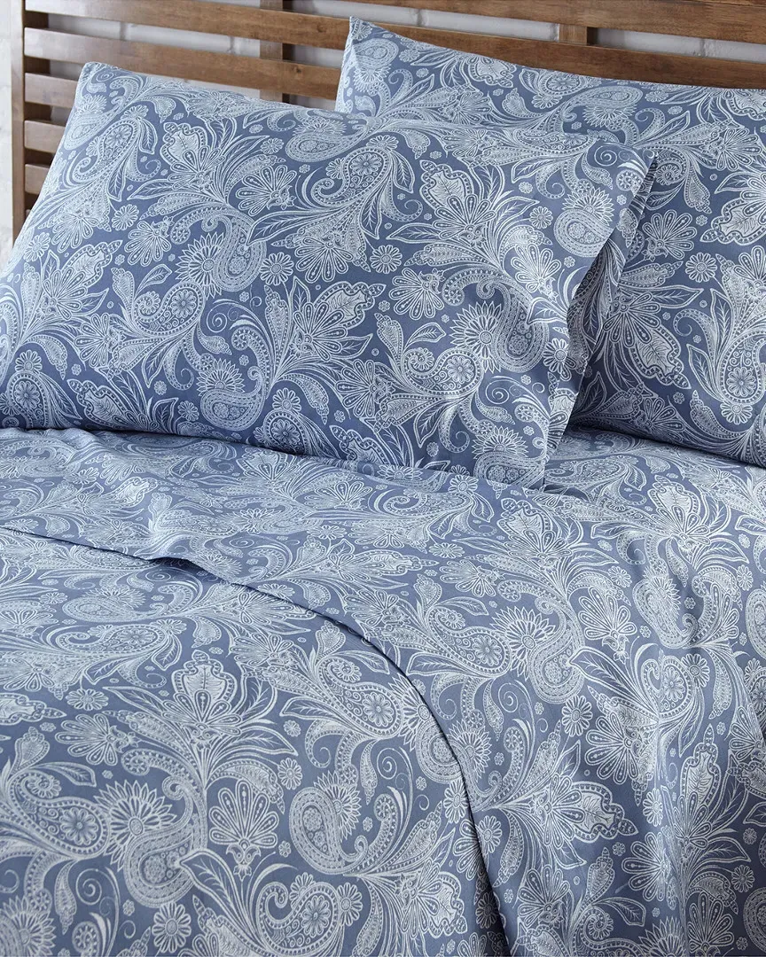 Paisley Deep Pocket Sheet Set - Light Blue, Microfiber image