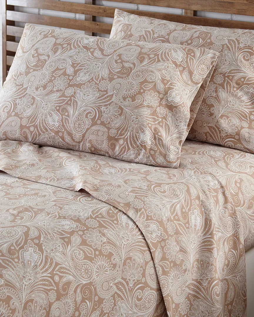 Paisley Deep Pocket Sheet Set - Tan, Microfiber