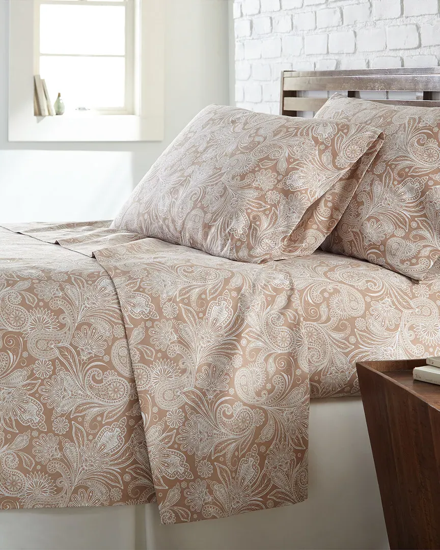 Paisley Deep Pocket Sheet Set - Taupe, Microfiber