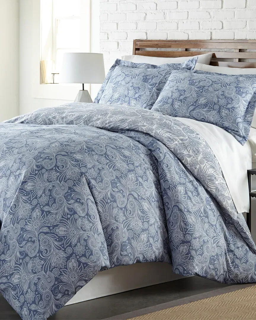 Paisley Down Alternative 3pc Reversible Comforter Set - Blue