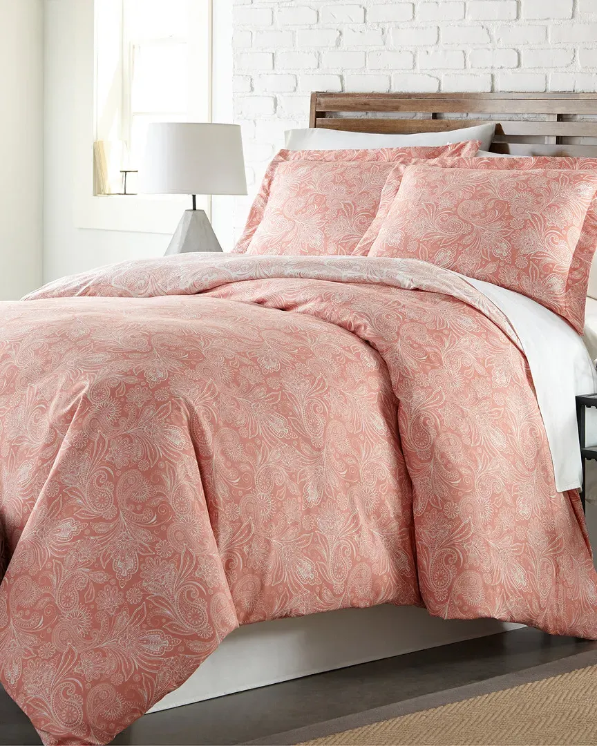 Paisley Down Alternative 3pc Reversible Comforter Set - Coral