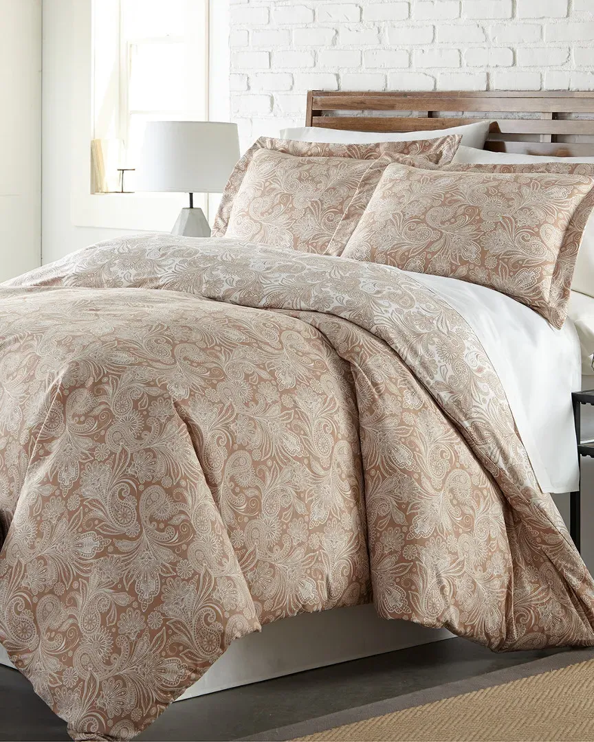 Paisley Down Alternative 3pc Reversible Comforter Set - Taupe
