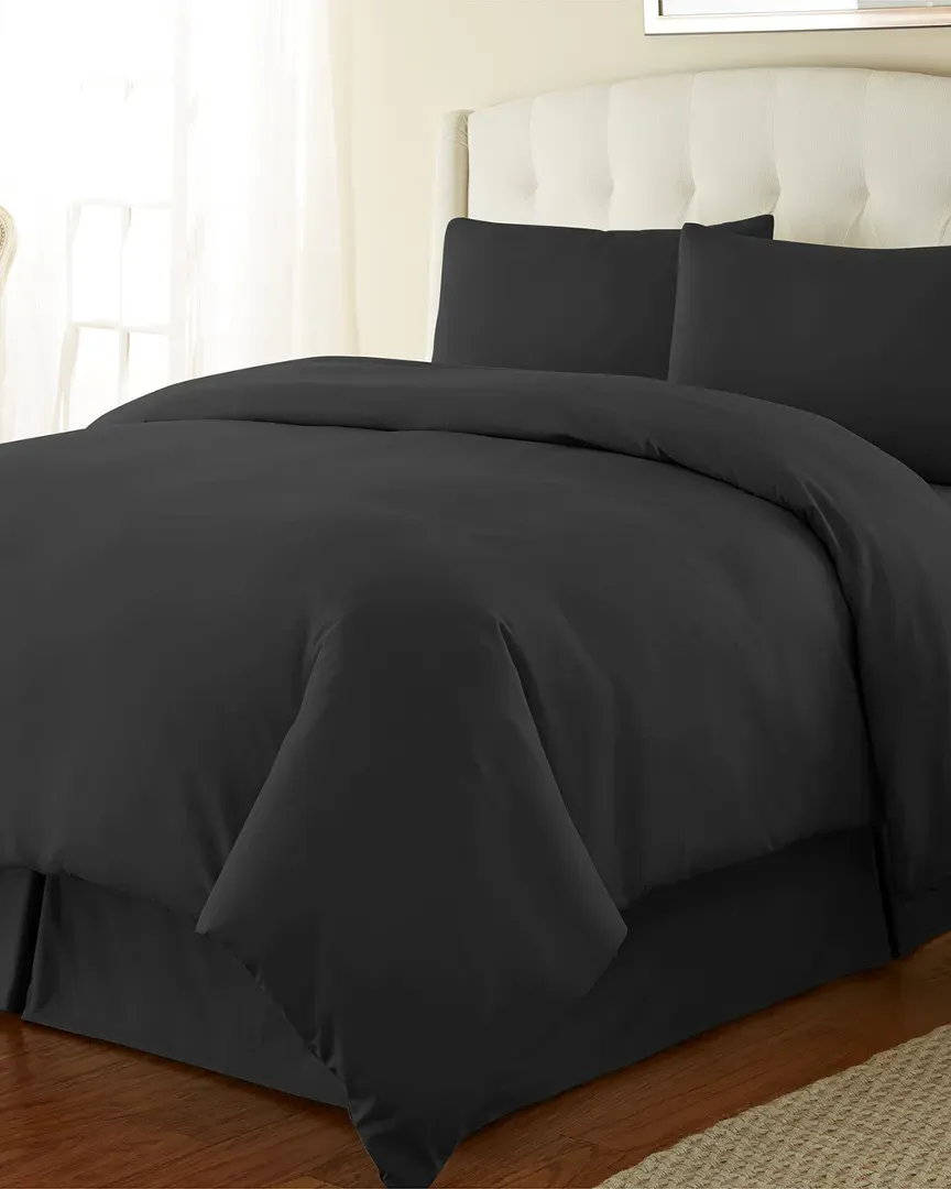 Pretty Oversized Easy Care Duvet Cover Set - Black, Microfiber