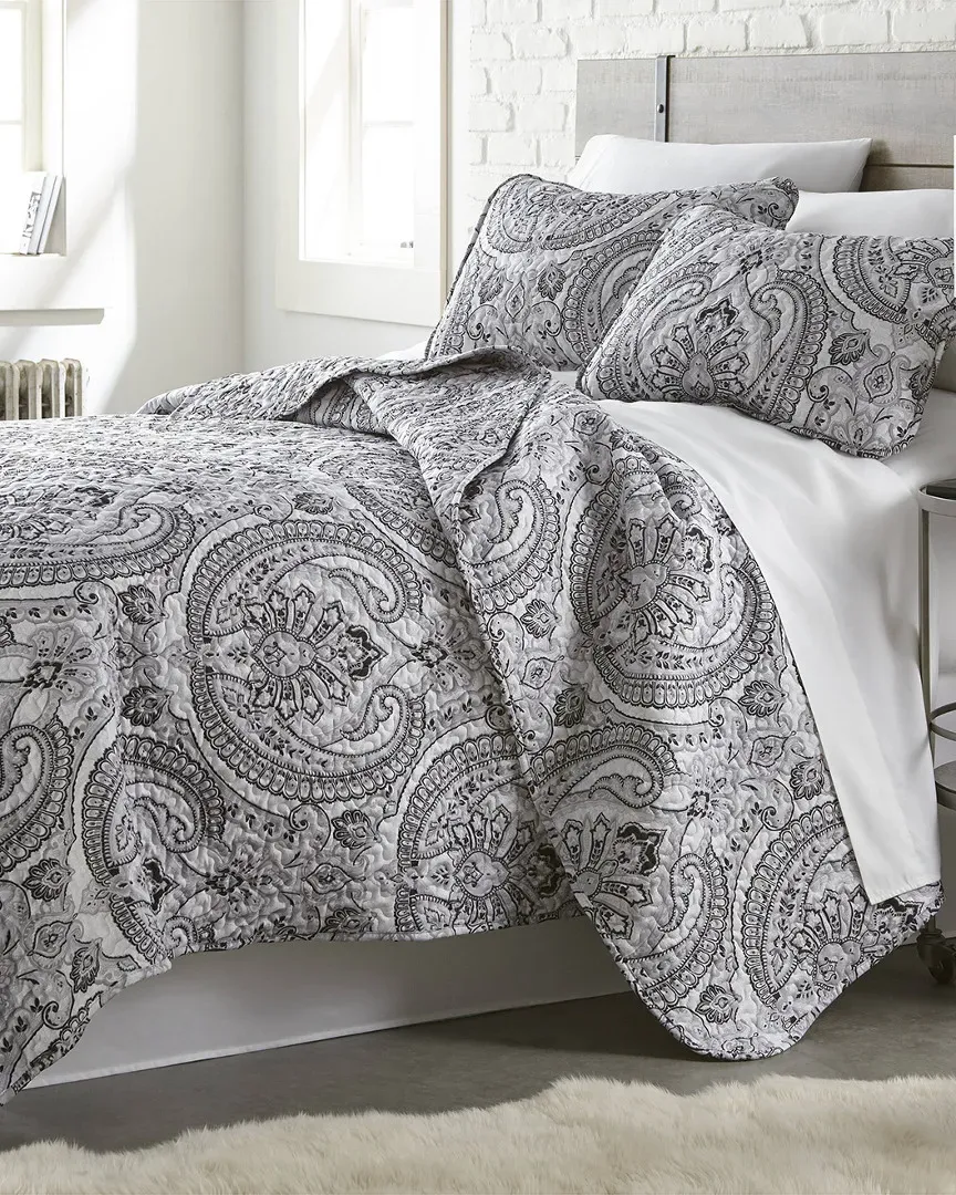 Pure Melody Paisley Printed Quilt Set - Black