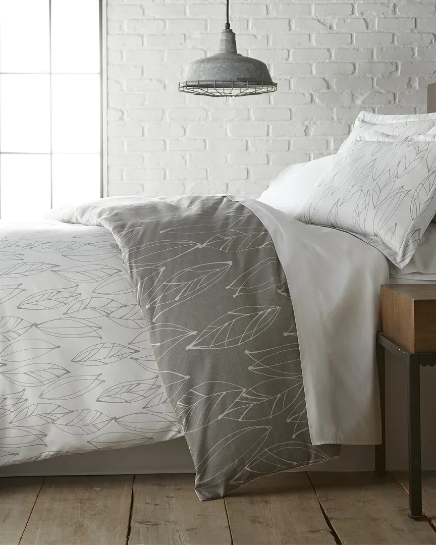 Reversible Foliage Duvet Cover and Sham Set - Grey, Microfiber image