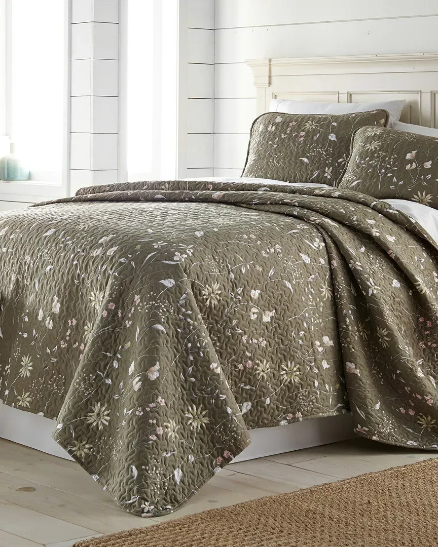 Secret Meadow Quilt Set - Brown, Brushed Microfiber