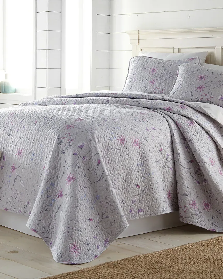 Secret Meadow Quilt Set - Grey, Brushed Microfiber