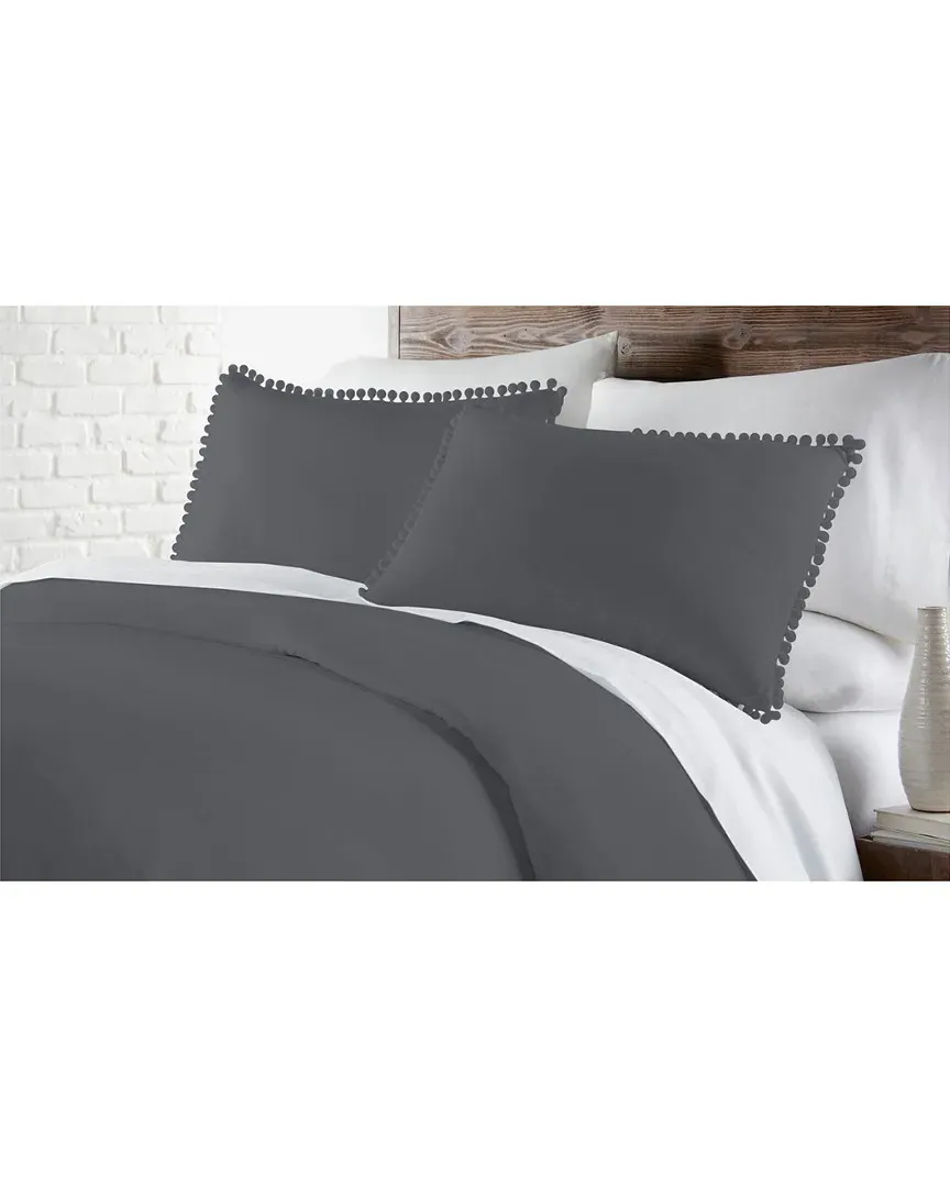 Southshore Fine Linens Pom Pom Duvet Cover Set - Slate