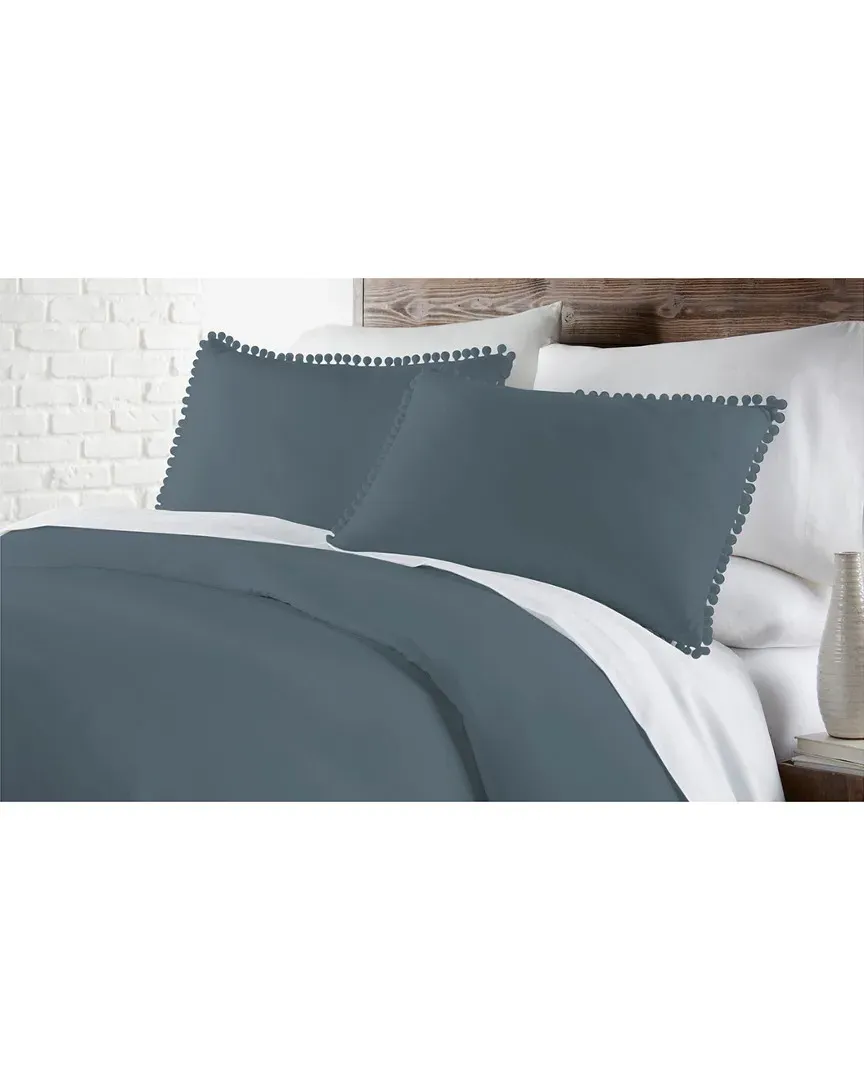 Southshore Fine Linens Pom Pom Duvet Cover Set - Steel Blue